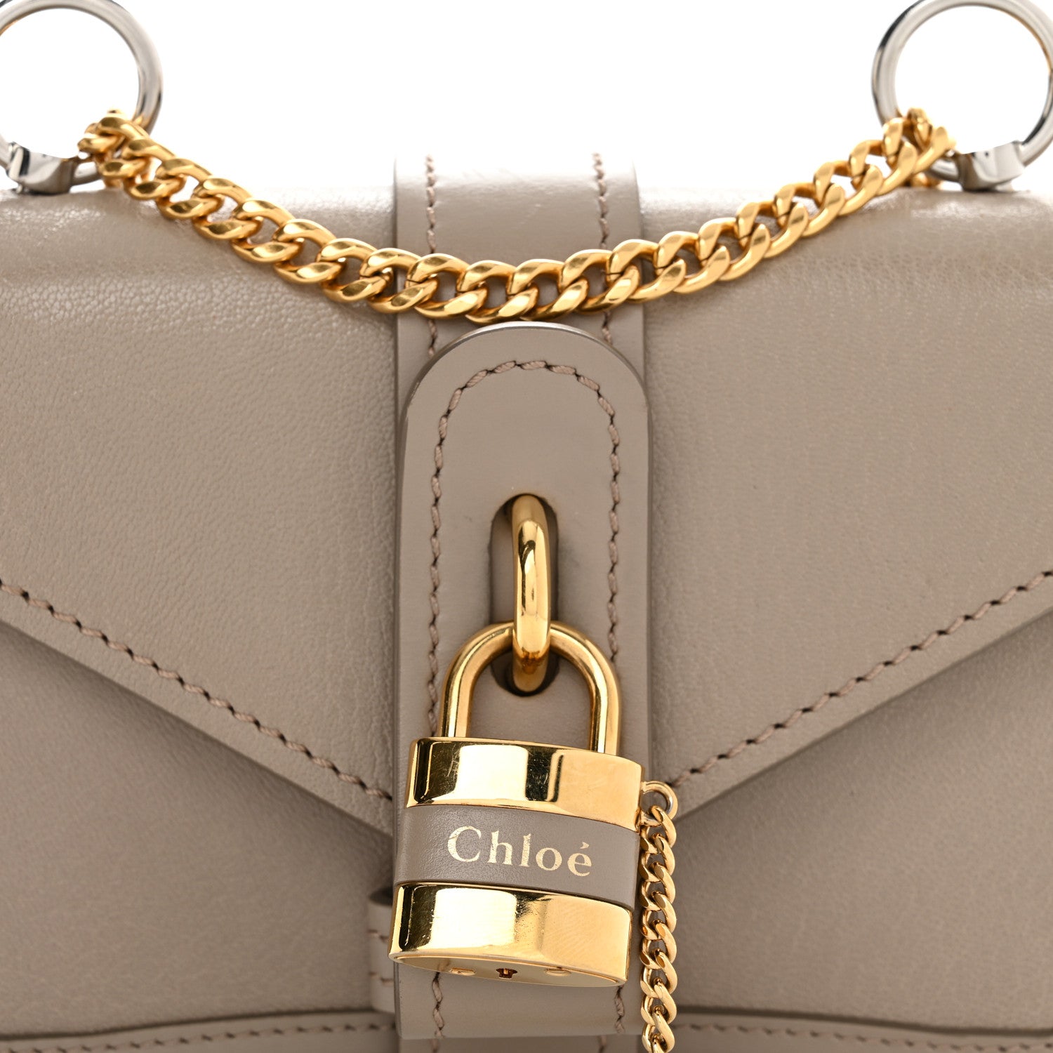 Chloe Shiny Goatskin Calfskin Mini Aby Chain Shoulder Bag Motty Grey 8 of 10