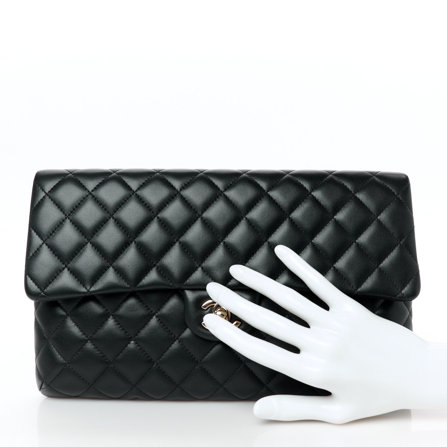 Chanel Lambskin Quilted Flap Clutch Black 2 of 9