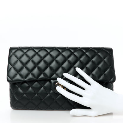 Chanel Lambskin Quilted Flap Clutch Black 2 of 9