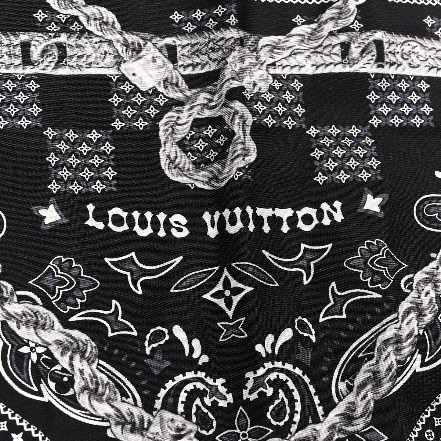 Silk Monogram Tie Up Bandana Black