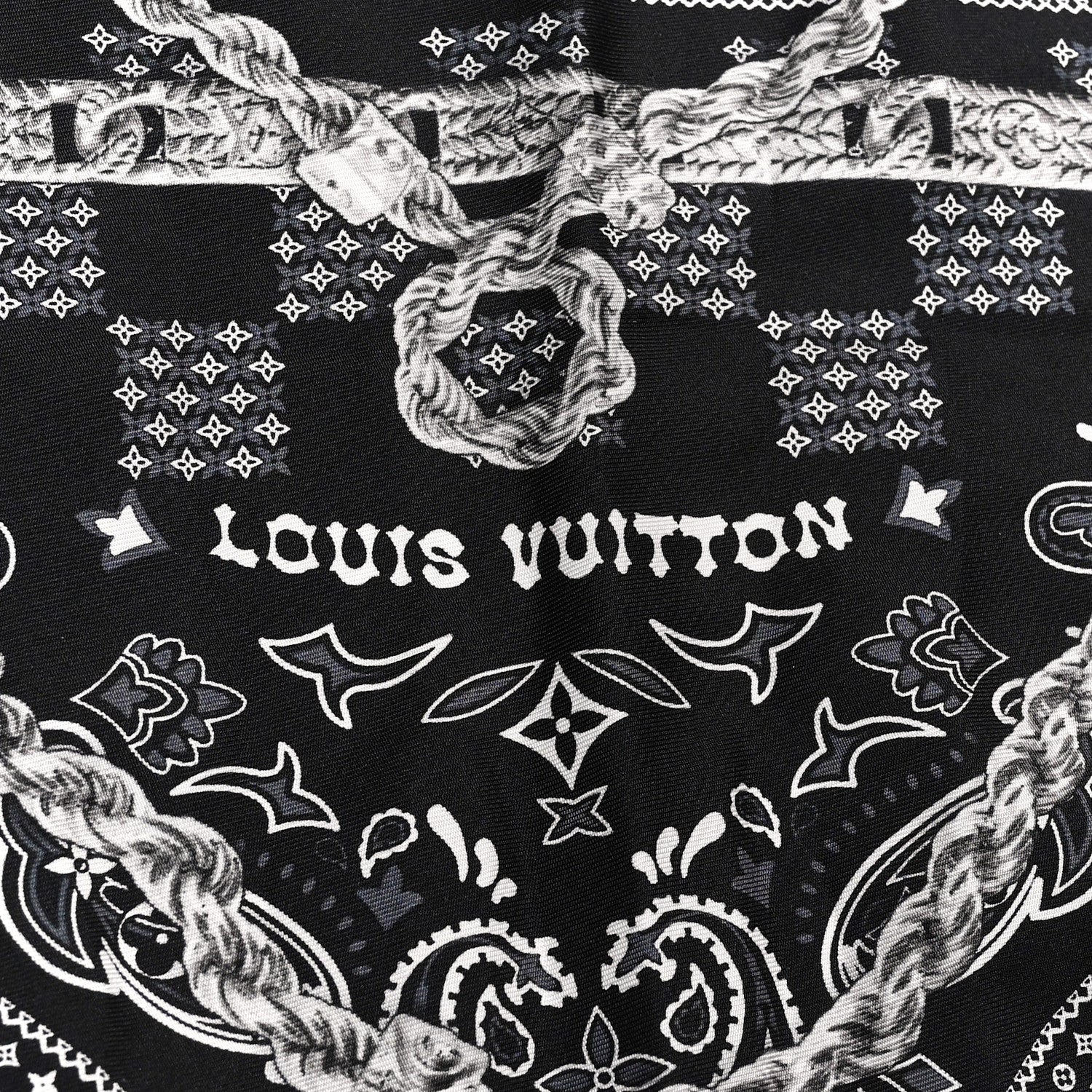 Louis Vuitton Silk Monogram Tie Up Bandana Black 2 of 3
