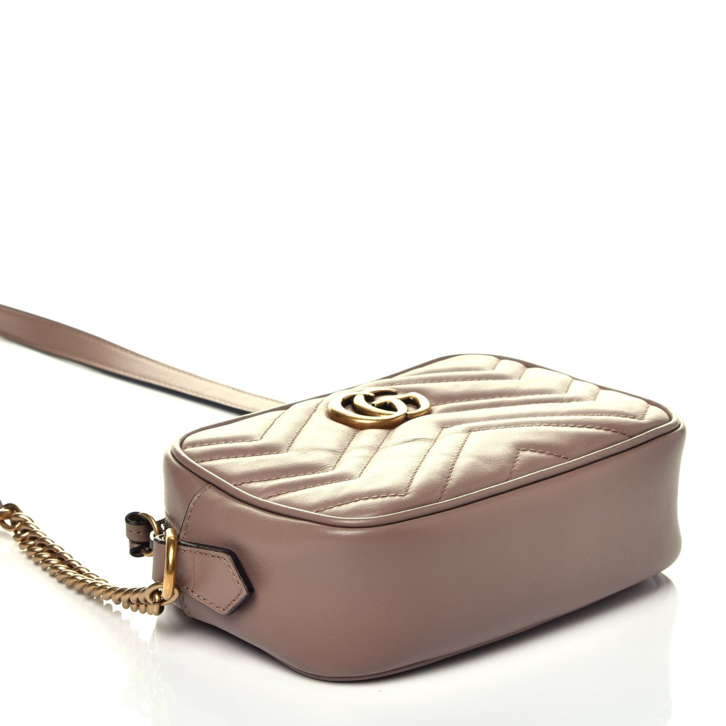 Calfskin Matelasse Mini GG Marmont Chain Shoulder Bag Porcelain Rose