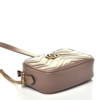Gucci Calfskin Matelasse Mini GG Marmont Chain Shoulder Bag Porcelain Rose 4 of 9