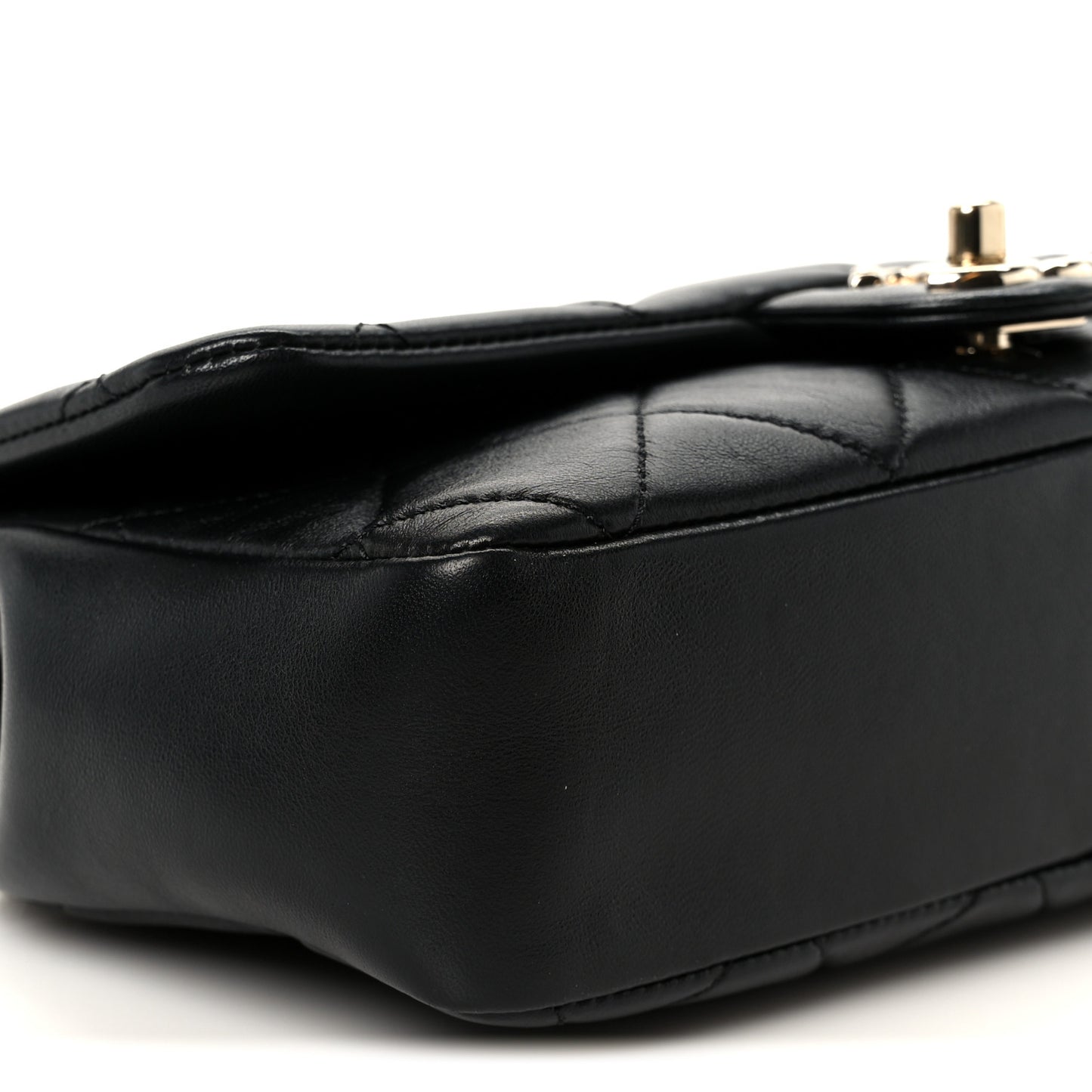 Lambskin Quilted Resin Bi-Color Chain Flap Bag Black
