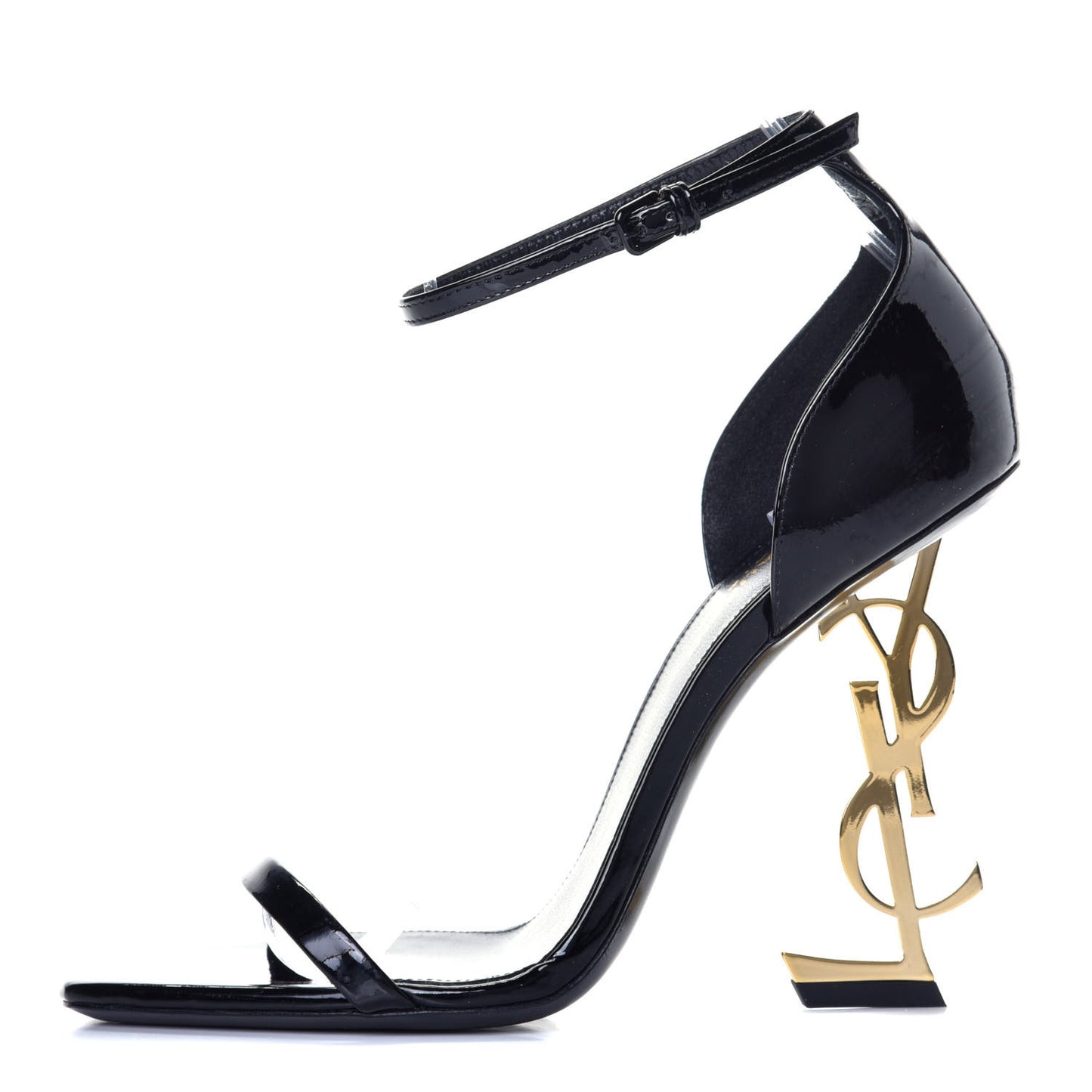Patent Calfskin Opyum 110 Sandals 37.5 Black Gold