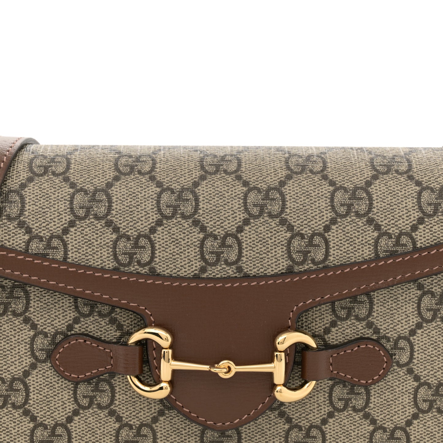 GG Supreme Monogram Mini Horsebit 1955 Shoulder Bag Beige Brown Sugar