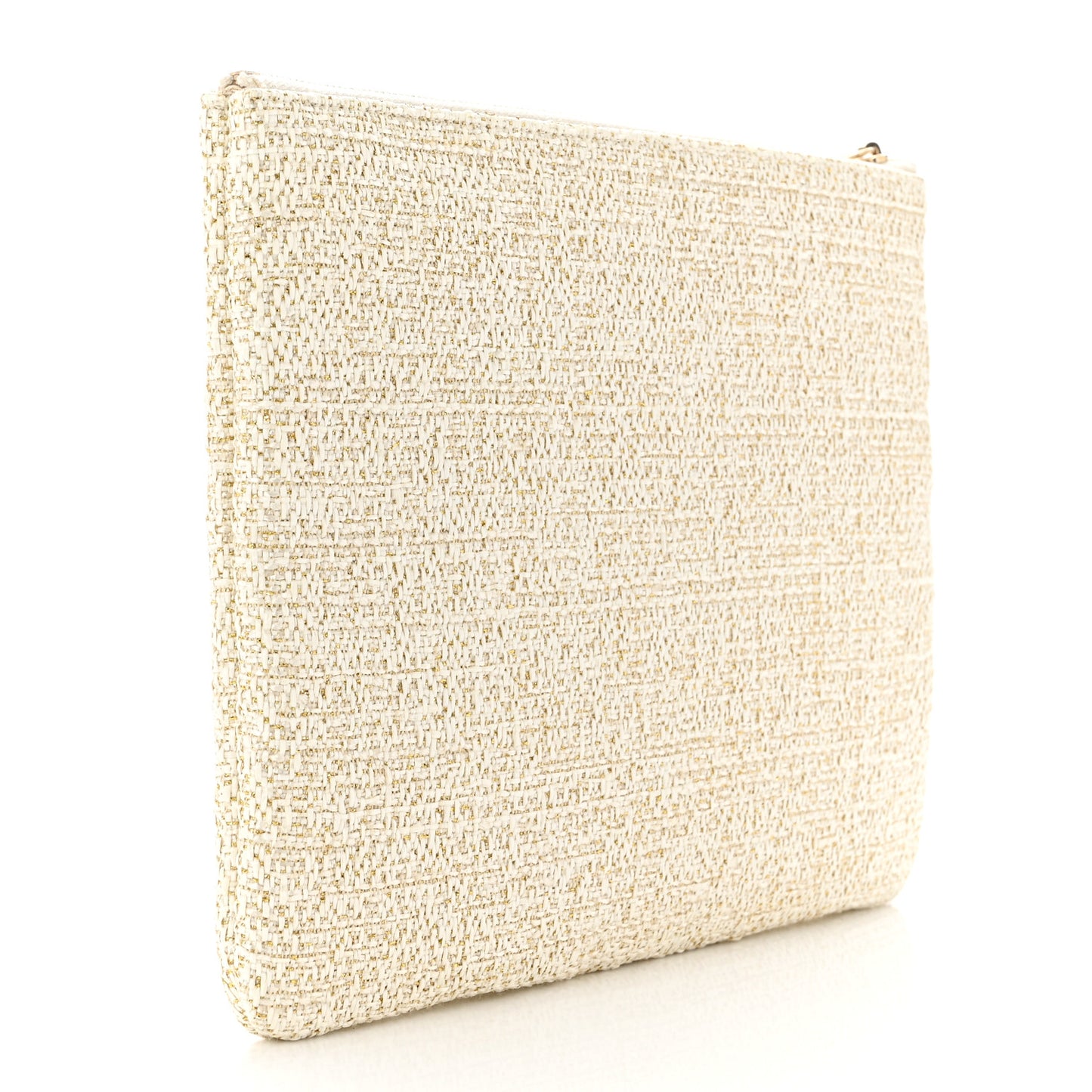 Woven Straw Raffia Medium Deauville Cosmetic Pouch Ivory