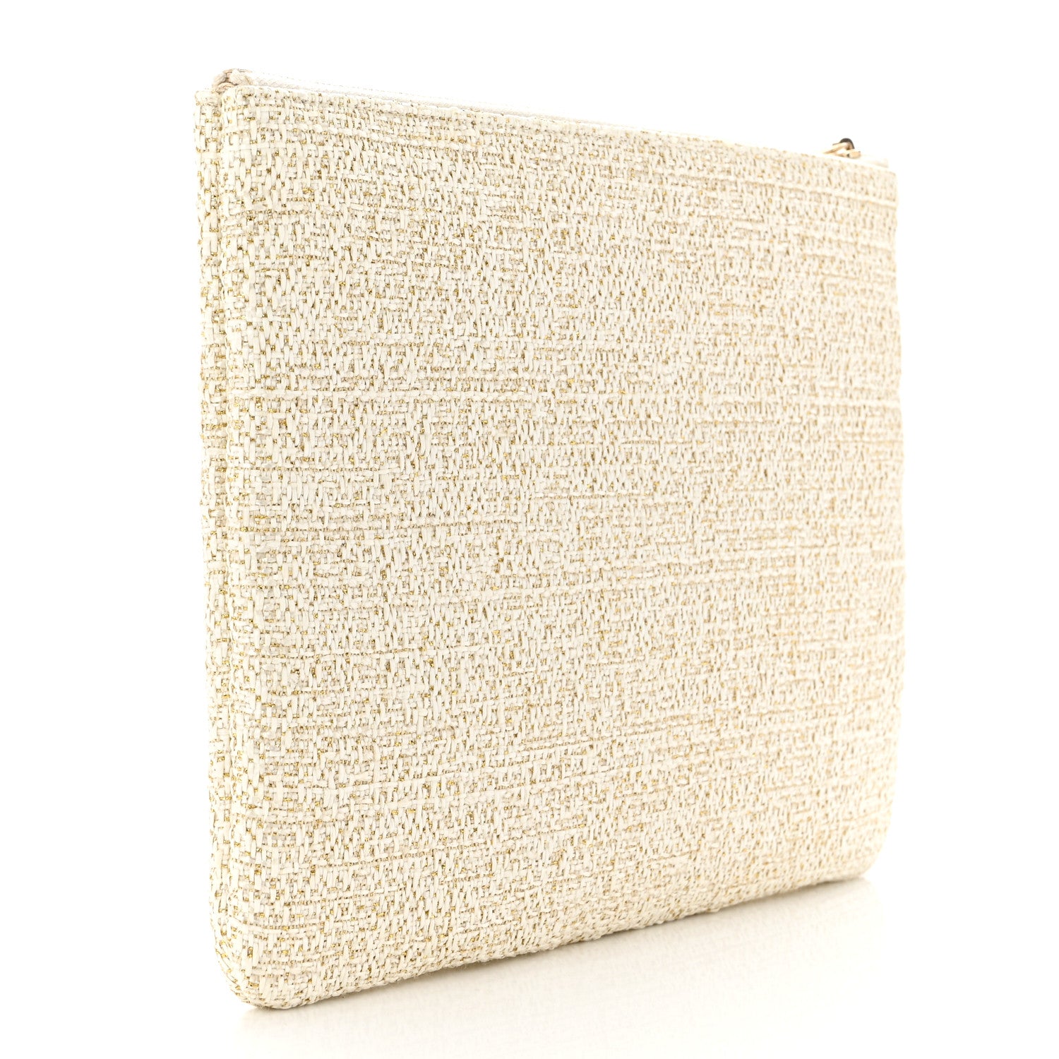 Chanel Woven Straw Raffia Medium Deauville Cosmetic Pouch Ivory 3 of 8