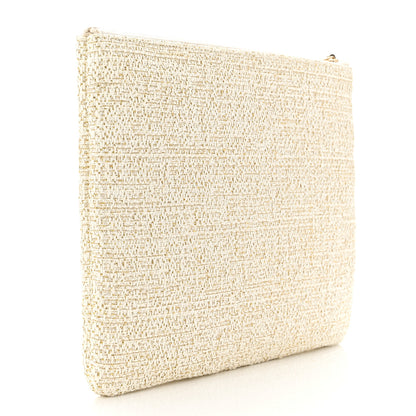Chanel Woven Straw Raffia Medium Deauville Cosmetic Pouch Ivory 3 of 8