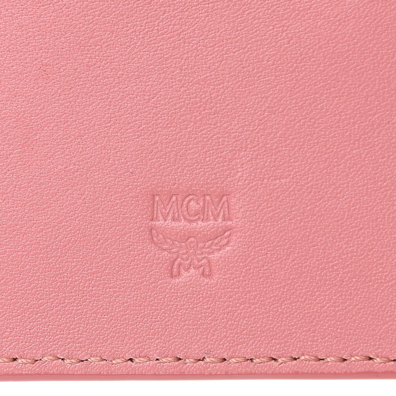 MCM Calfskin Cassette Key Ring Card Holder Pink 6 of 7