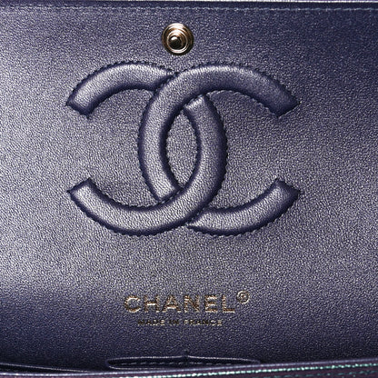 Chanel Iridescent Caviar Quilted Medium Double Flap Dark Blue 5 of 11