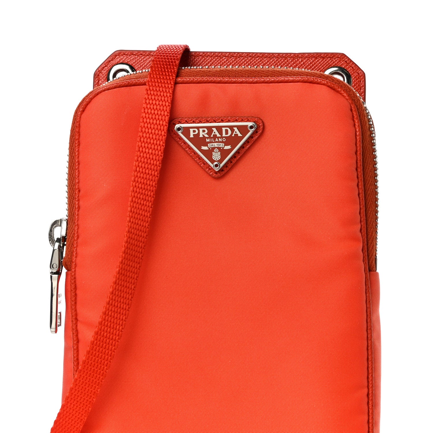 Prada Tessuto Nylon Phone Case Crossbody Bag Orange 7 of 10