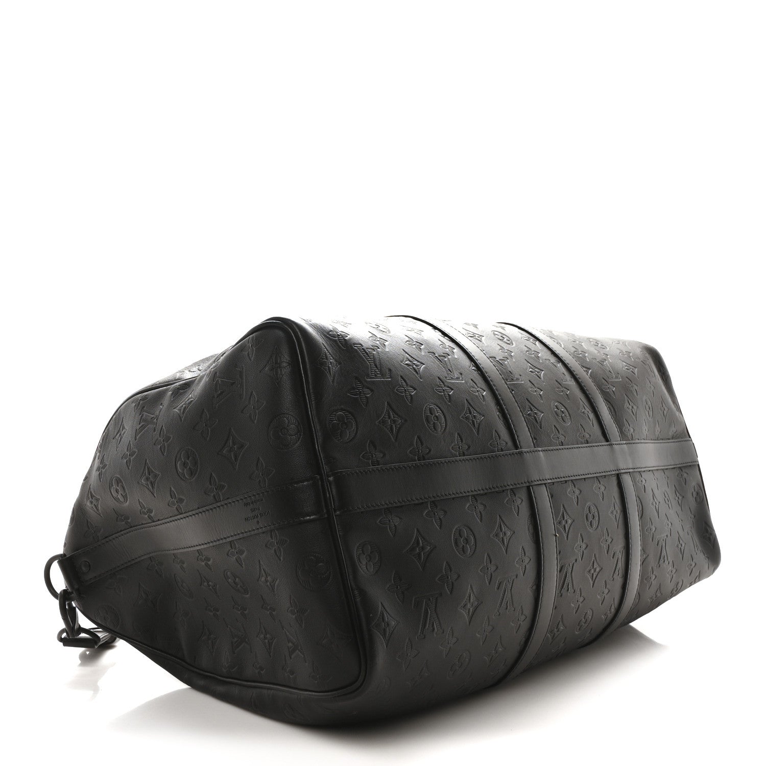 Louis Vuitton Calfskin Shadow Monogram Keepall Bandouliere 50 Black 3 of 9