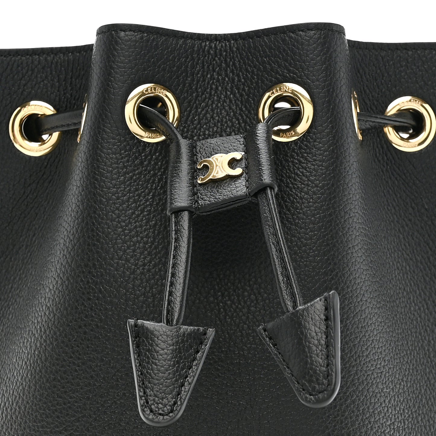 Supple Calfskin Teen Clara Drawstring Bucket Bag Black