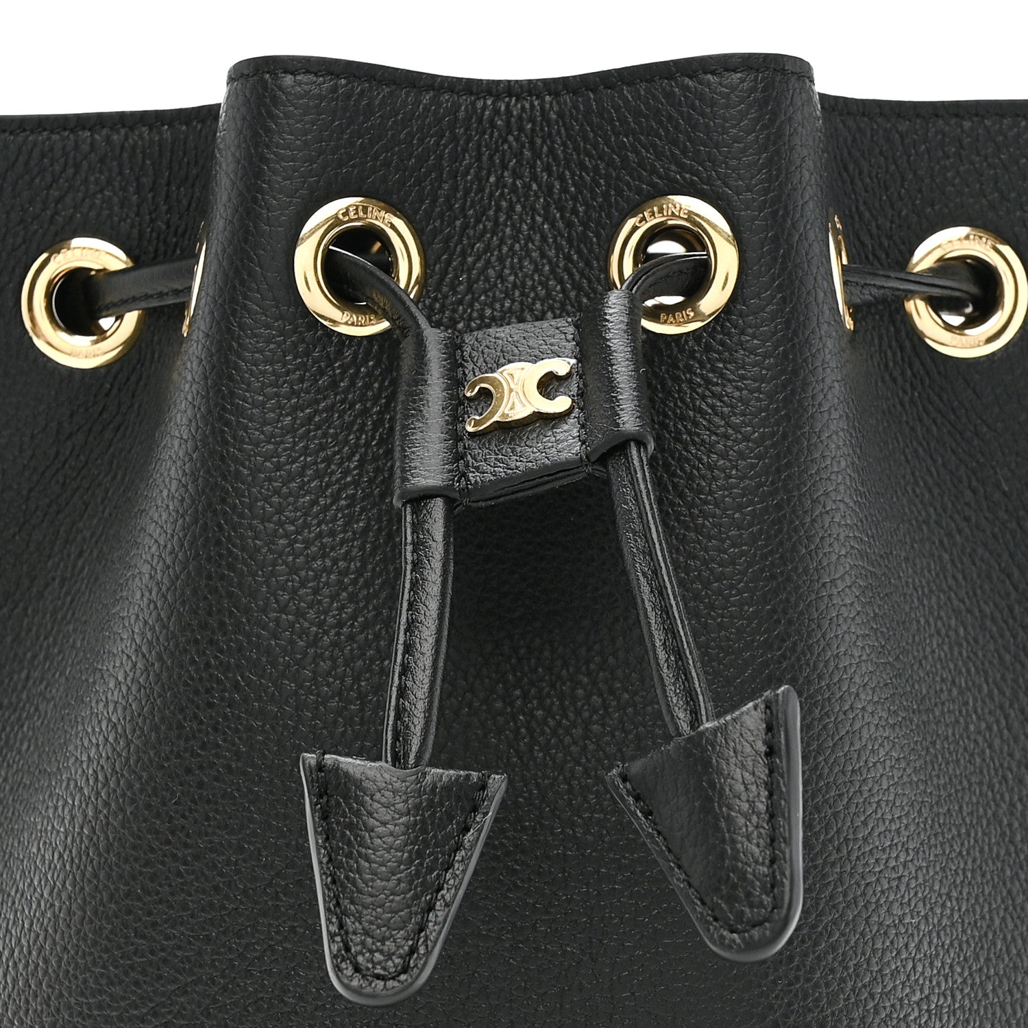 Celine Supple Calfskin Teen Clara Drawstring Bucket Bag Black 7 of 10