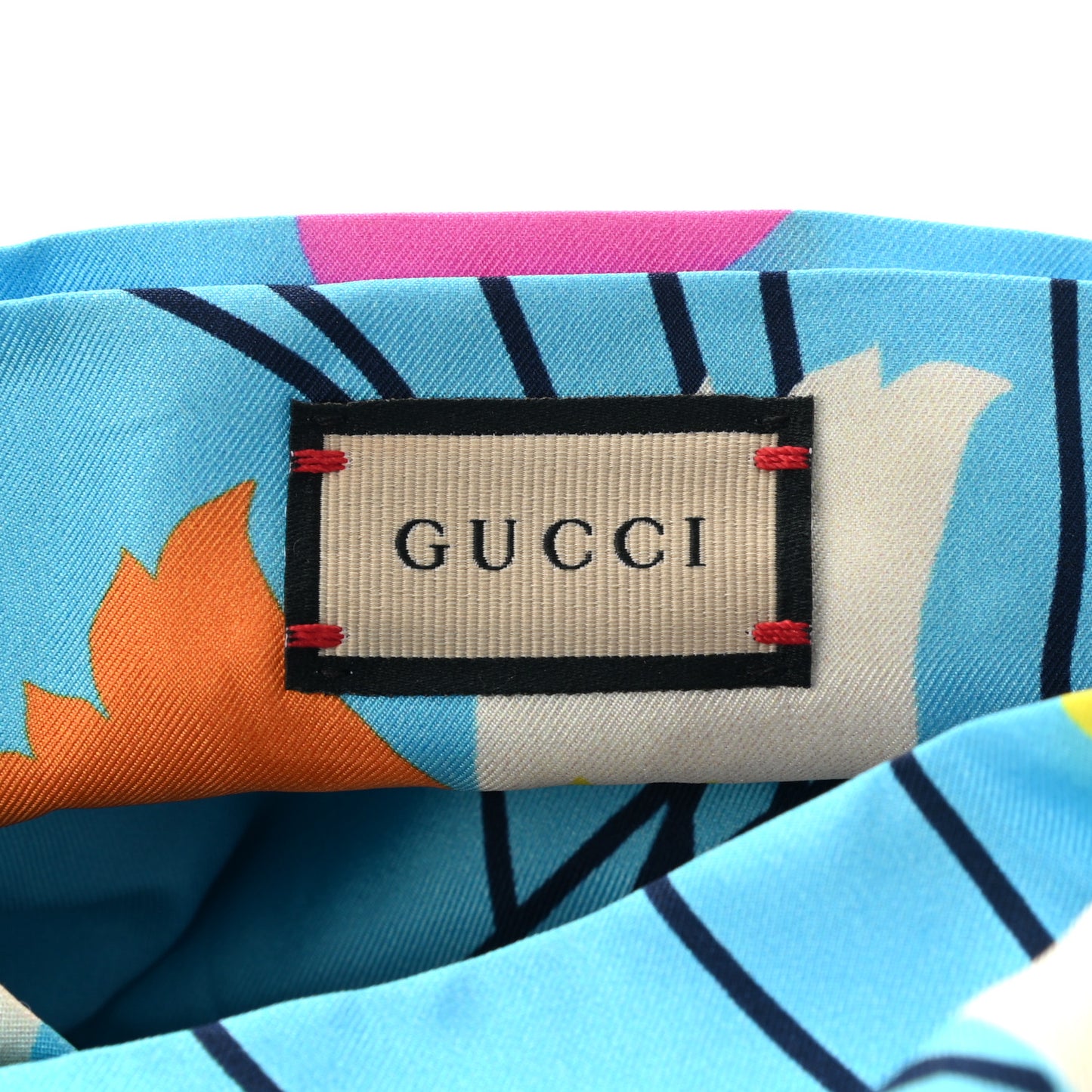 Silk Tulip Print Headband Blue