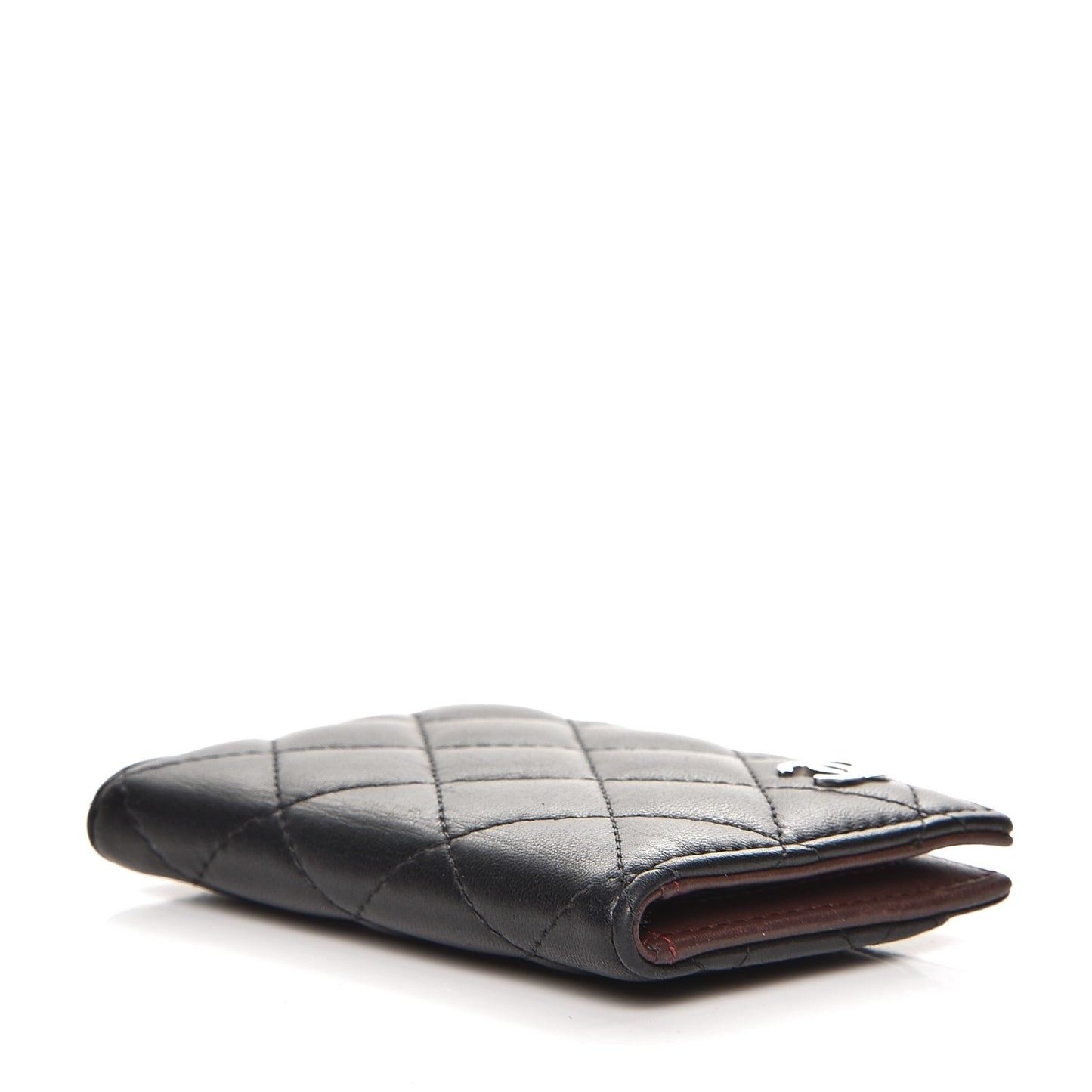 Lambskin Quilted Card Holder Wallet Black