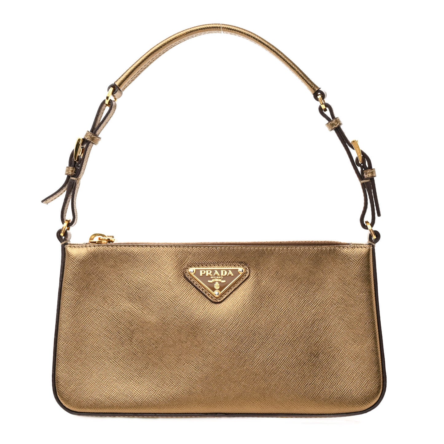 Metallic Saffiano Pochette Platino