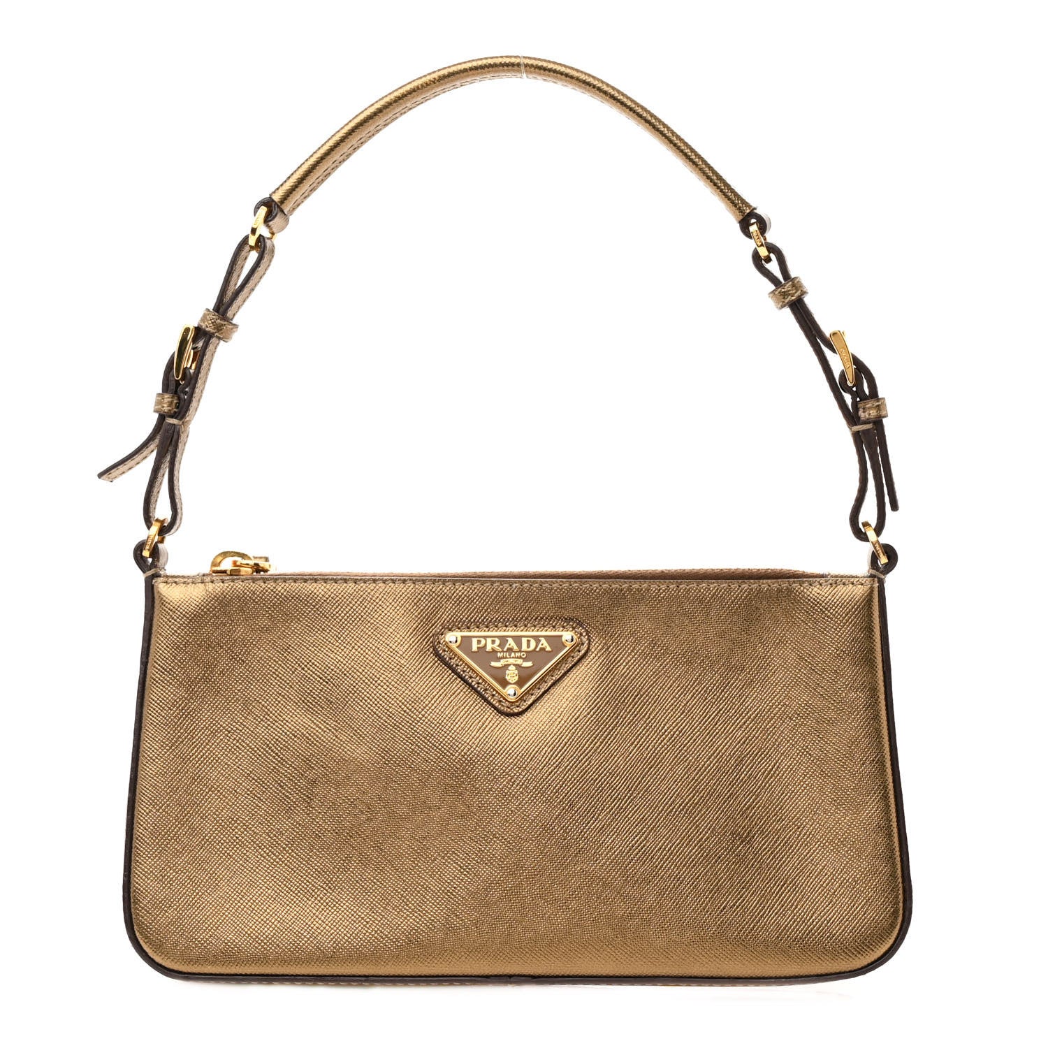 Prada Metallic Saffiano Pochette Platino 1 of 15
