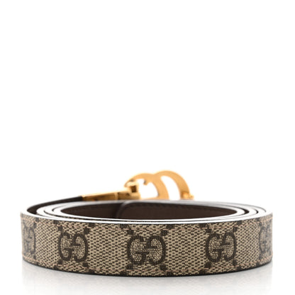 Gucci Calfskin GG Supreme Monogram Double G Reversible 20mm Belt 105 42 Beige Brown 2 of 8