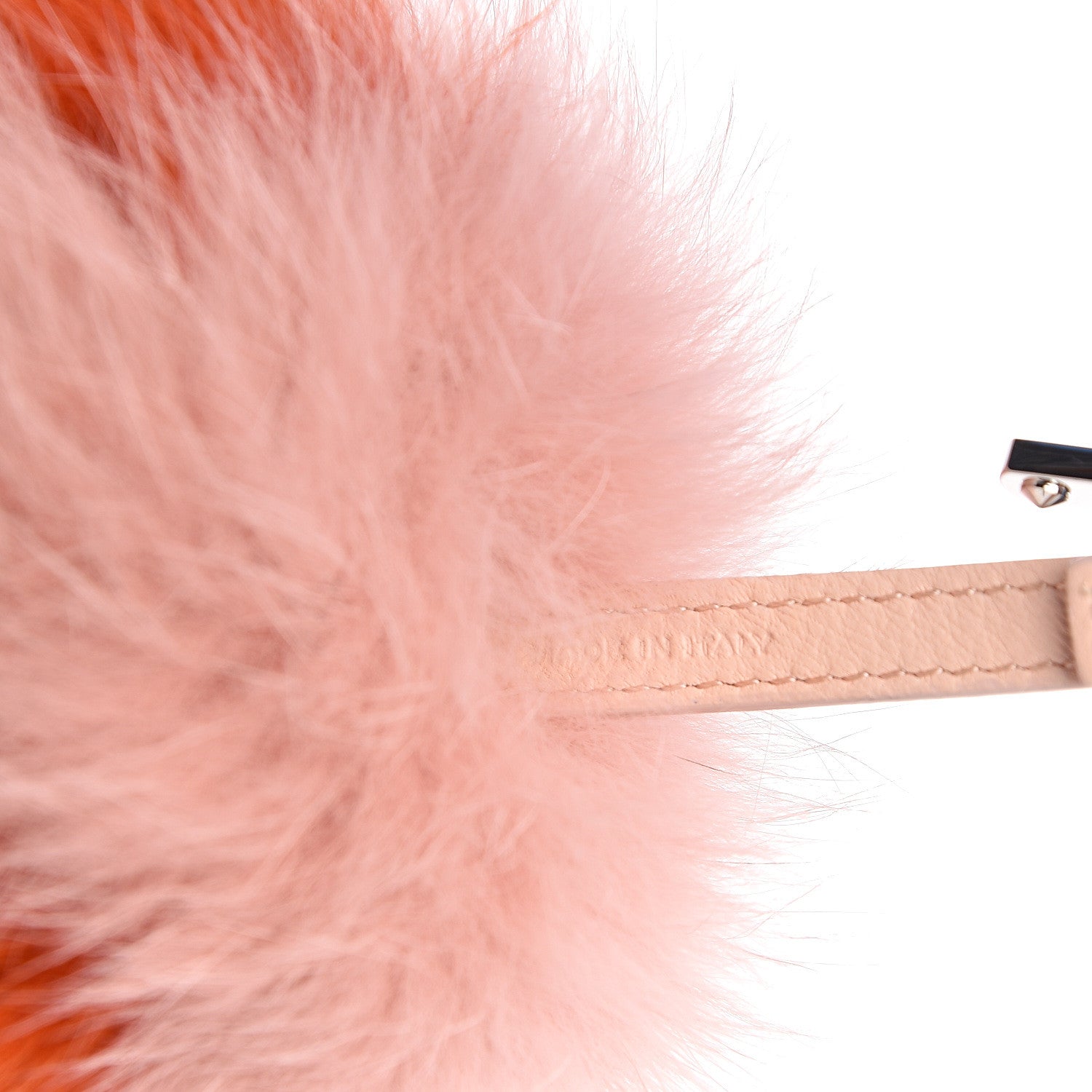 Fendi Fox Fur Polka Dot Pom Pom Bag Charm Light Pink Orange 3 of 3