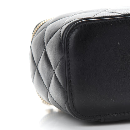 Chanel Lambskin Quilted Mini Pearl Crush Vanity Case With Chain Black 8 of 9