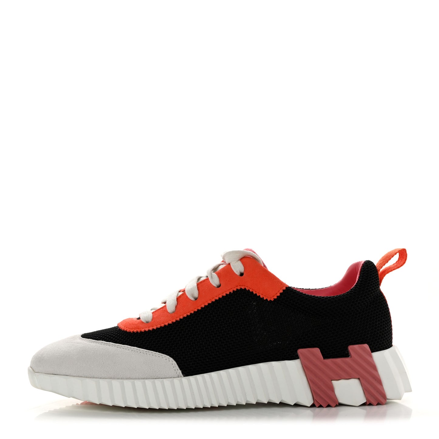 Air Mesh Suede Goatskin Bouncing Sneakers 40 Black Orange