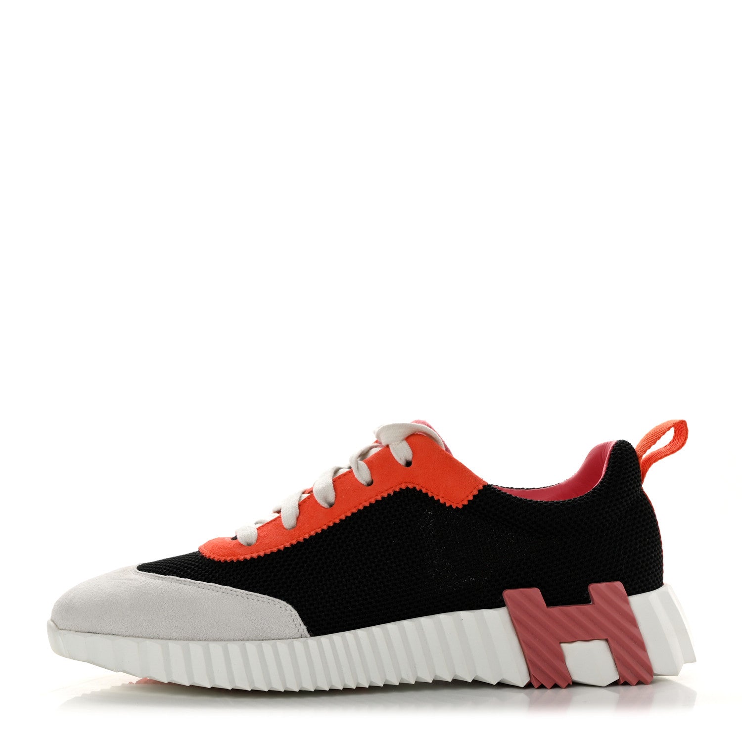 Hermes Air Mesh Suede Goatskin Bouncing Sneakers 40 Black Orange 1 of 9