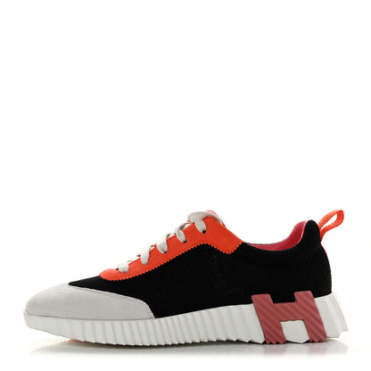 Hermes Air Mesh Suede Goatskin Bouncing Sneakers 40 Black Orange 1 of 9