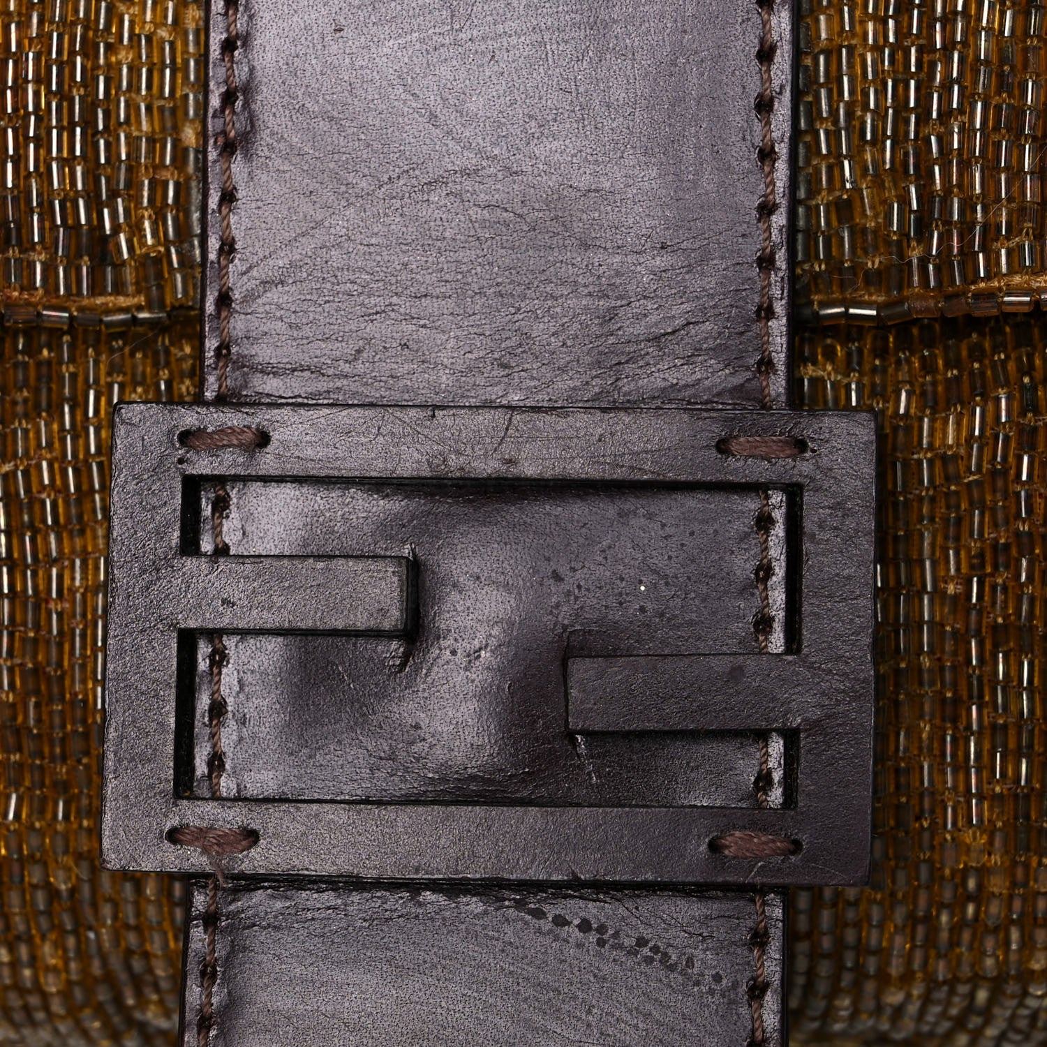 Fendi Beaded Baguette Beige Gold 13 of 21
