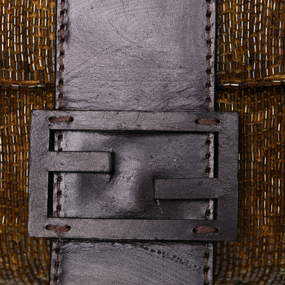 Fendi Beaded Baguette Beige Gold 13 of 21