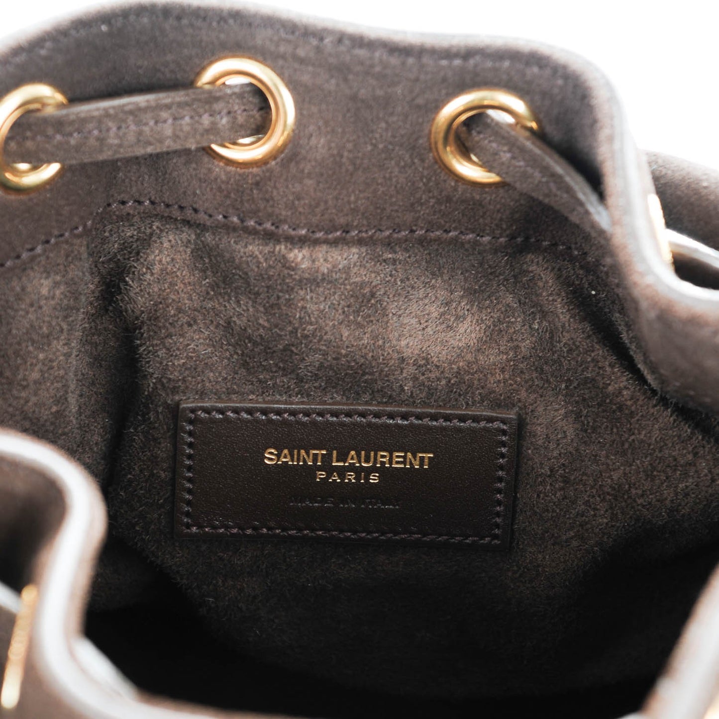 Suede Calfskin Small Emmanuelle Fringe Bucket Bag Brown