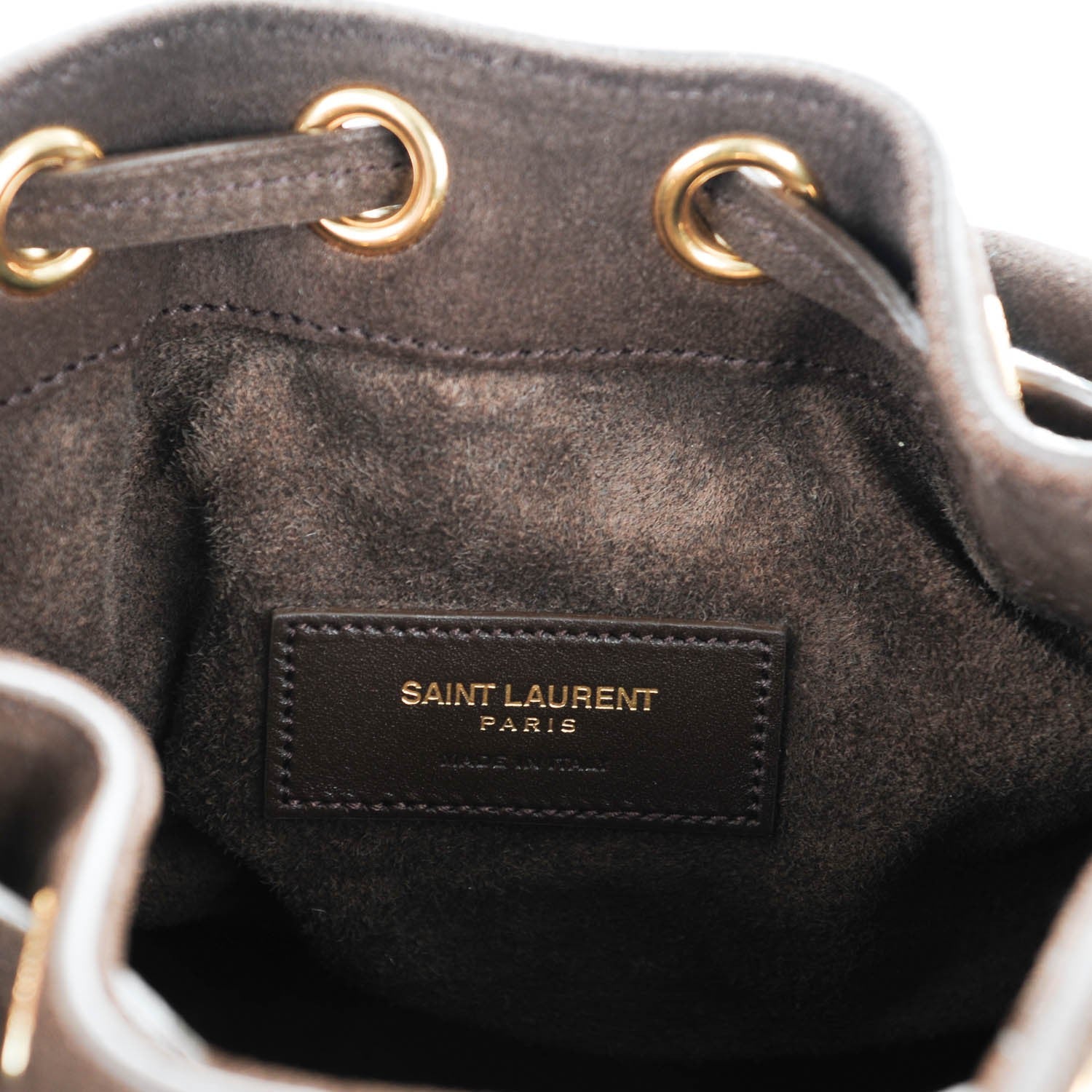 Saint Laurent Suede Calfskin Small Emmanuelle Fringe Bucket Bag Brown 7 of 7