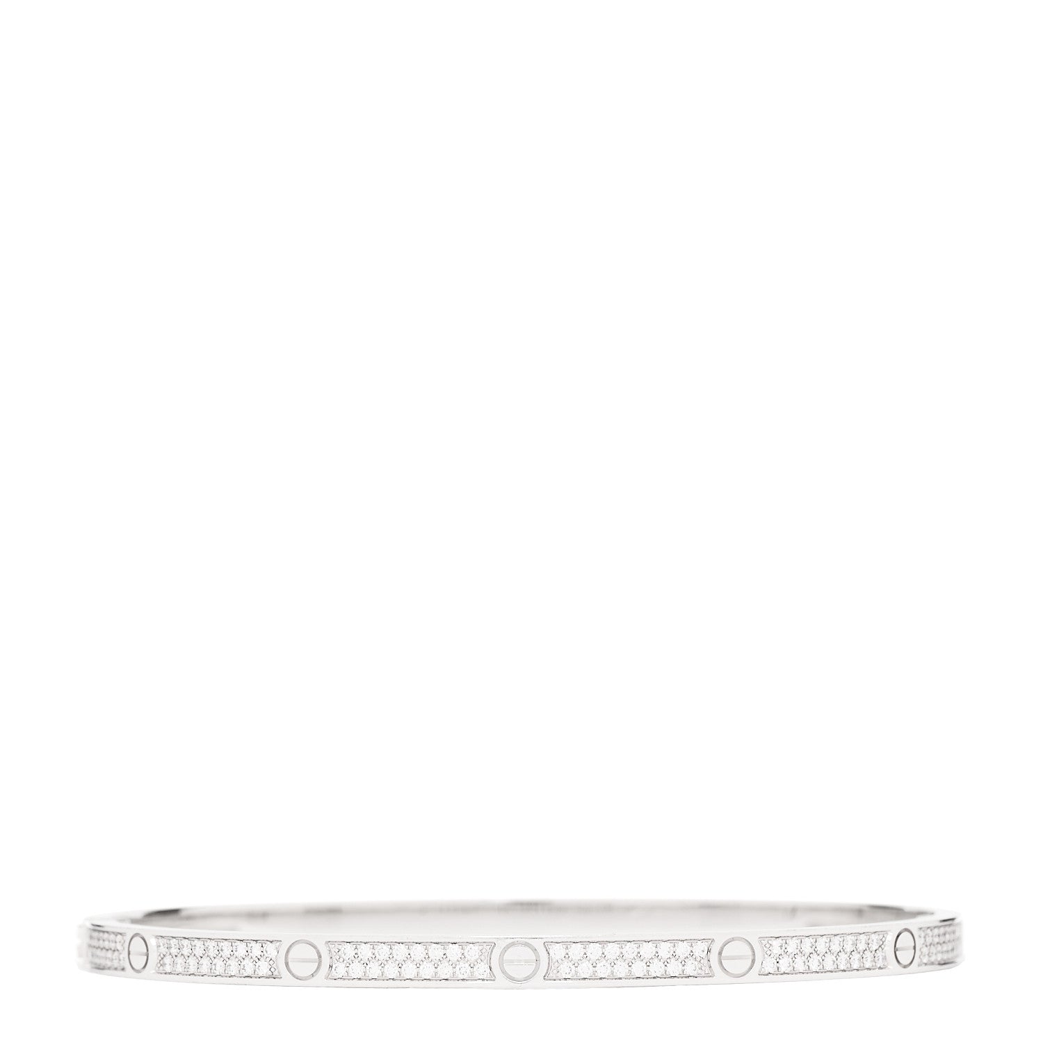 Cartier 18K White Gold Diamond Small LOVE Paved Bracelet 18 3 of 10
