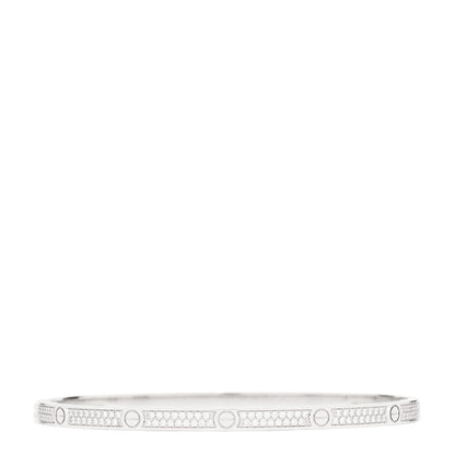 Cartier 18K White Gold Diamond Small LOVE Paved Bracelet 18 3 of 10