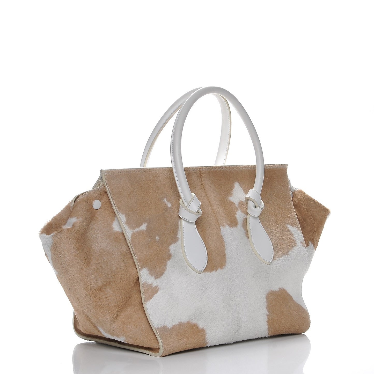 Smooth Calfskin Pony Hair Medium Tie Knot Tote Natural