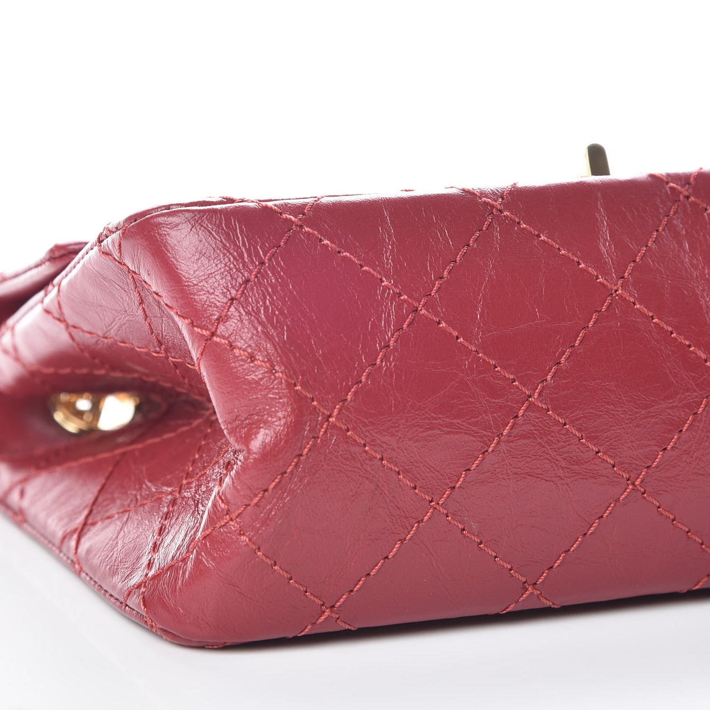 Aged Calfskin Quilted 2.55 Reissue Mini Flap Red