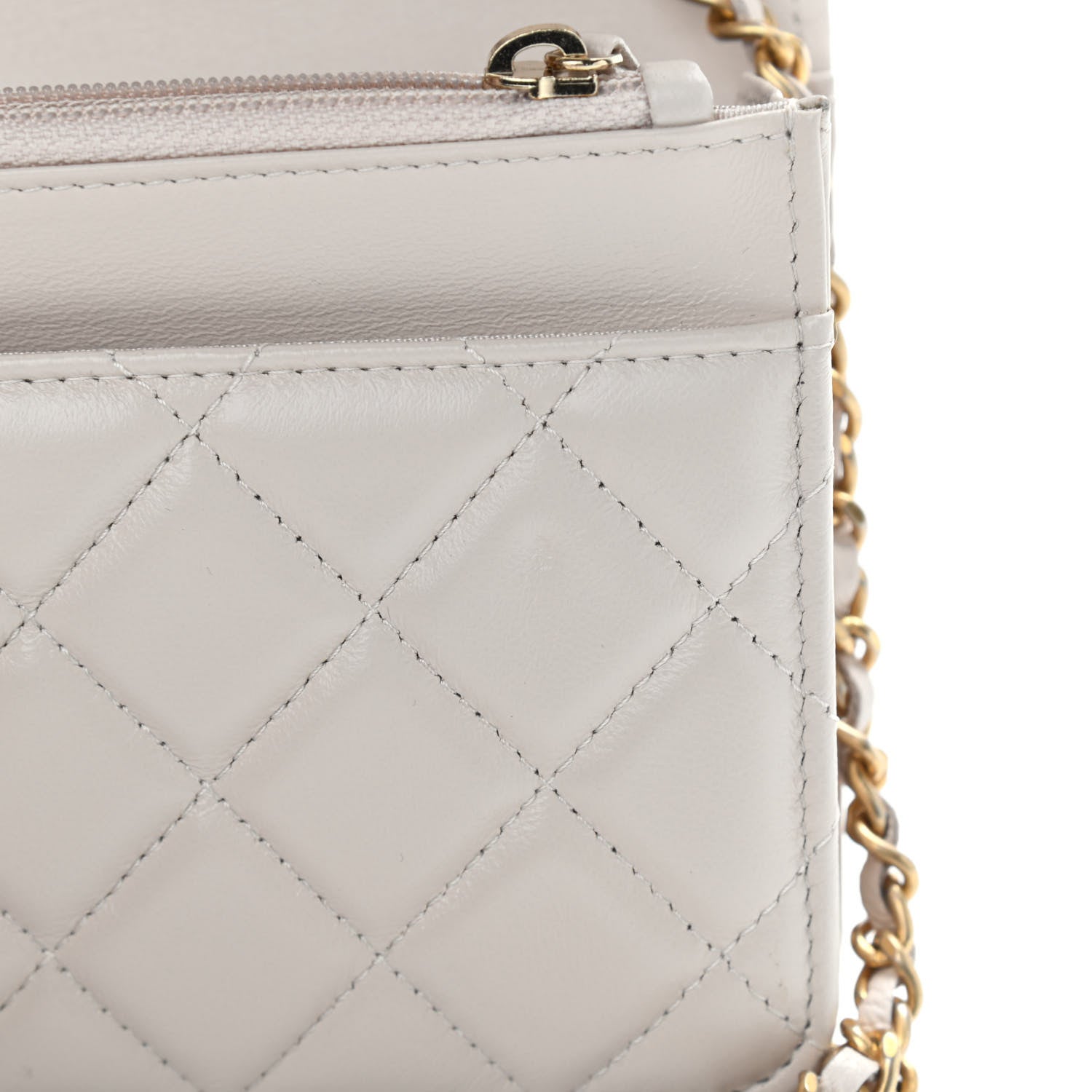Chanel Lambskin Quilted Chain Around Wallet On Chain WOC Beige 11 of 12