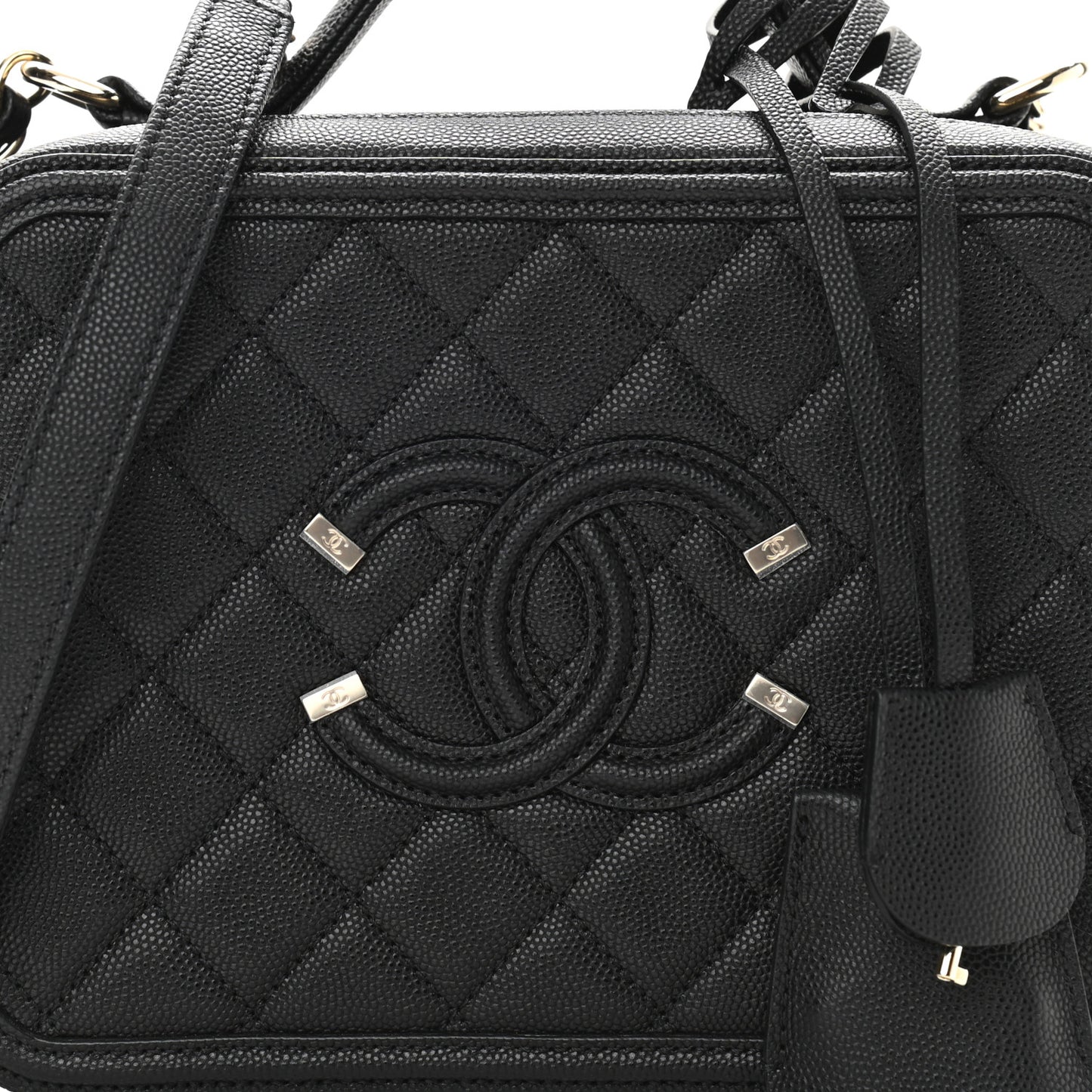 Caviar Quilted Medium CC Filigree Vanity Case Black