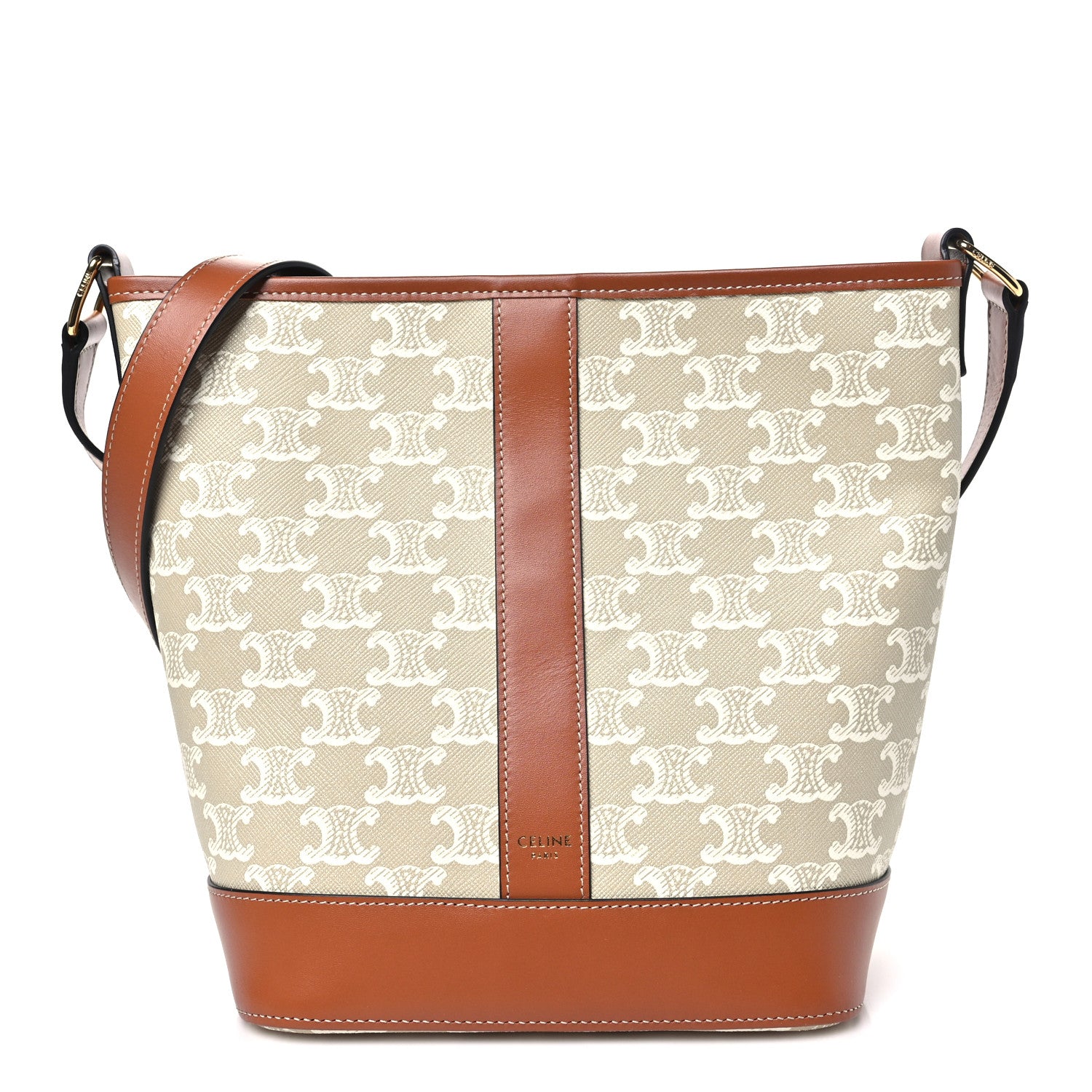 Celine Triomphe Canvas Calfskin Small Bucket Bag Grege 1 of 10