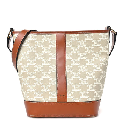 Celine Triomphe Canvas Calfskin Small Bucket Bag Grege 1 of 10