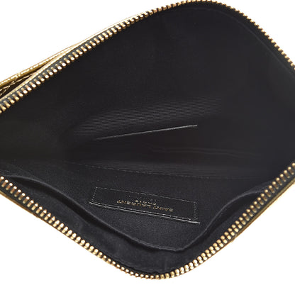 Saint Laurent Iridescent Grain De Poudre Matelasse Chevron Monogram Bill Pouch Gold 5 of 8