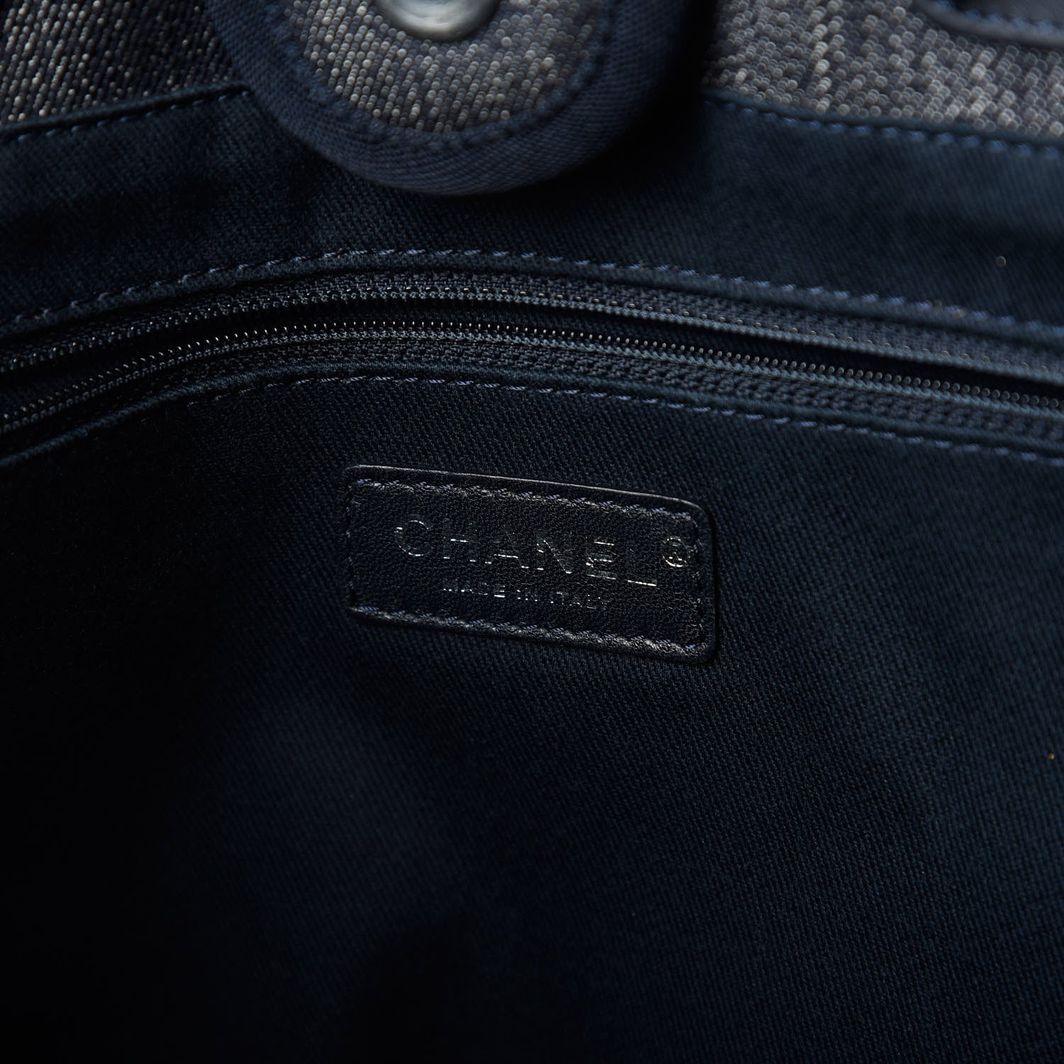 Chanel Denim Small Deauville Tote Dark Blue 8 of 10