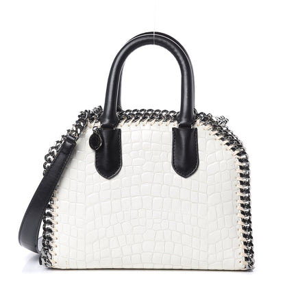 Stella McCartney Faux Leather Crocodile Embossed Mini Falabella Box Top Handle Bag White 1 of 13