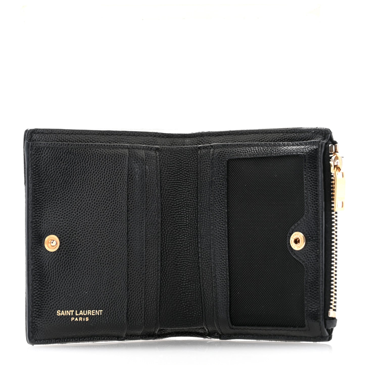 Grain De Poudre Matelasse Chevron Monogram Zipped Two-Part Wallet Black