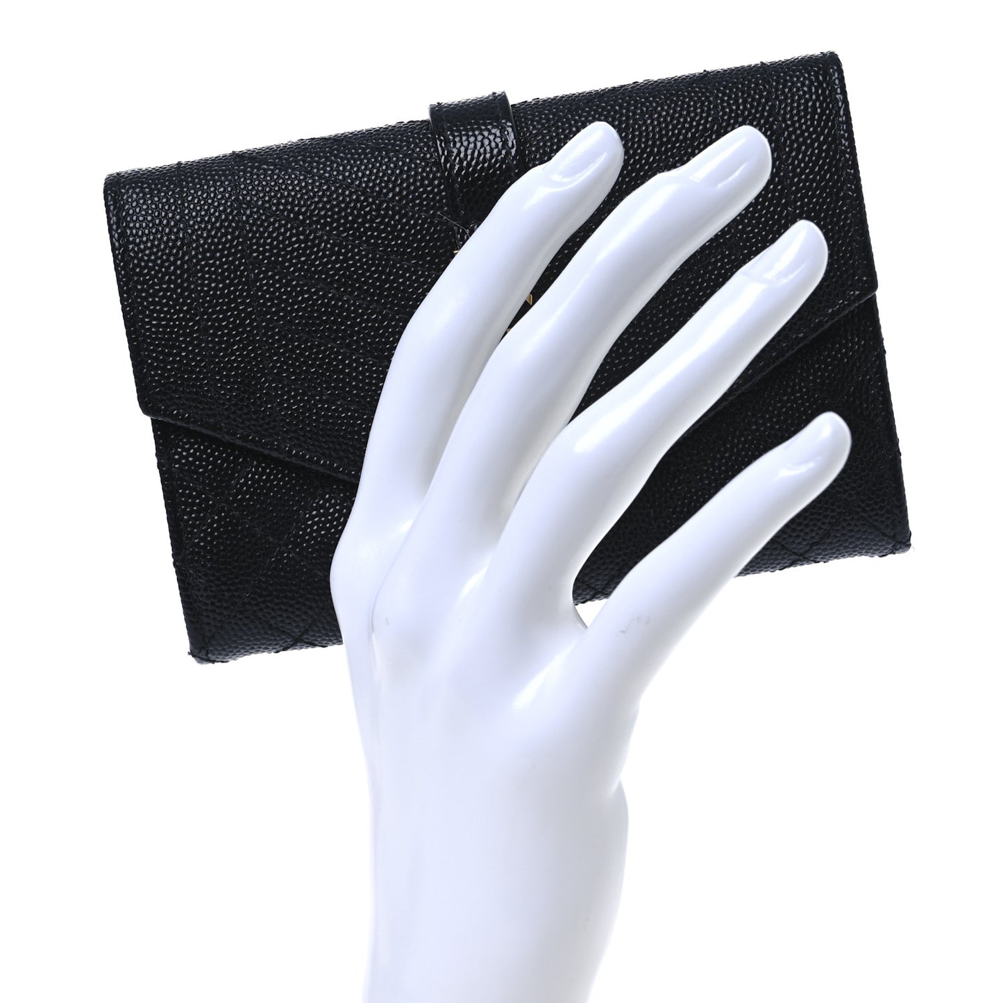 Grain De Poudre Textured Mixed Matelasse Triquilt Small Monogram Envelope Wallet Black
