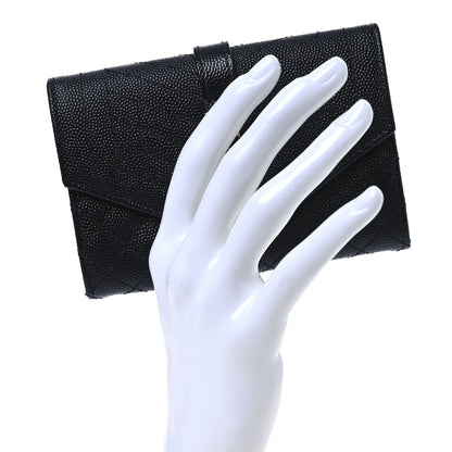 Saint Laurent Grain De Poudre Textured Mixed Matelasse Triquilt Small Monogram Envelope Wallet Black 2 of 8