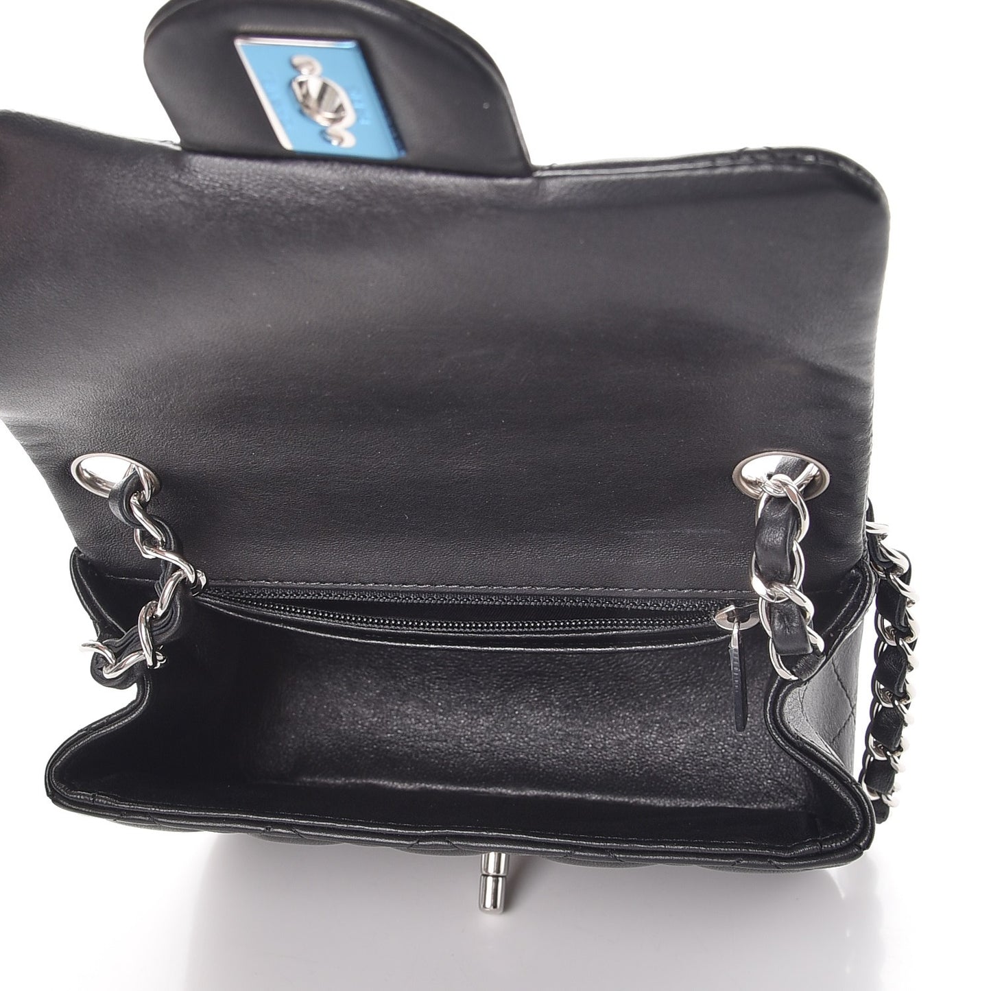 Lambskin Quilted Mini Square Flap Black