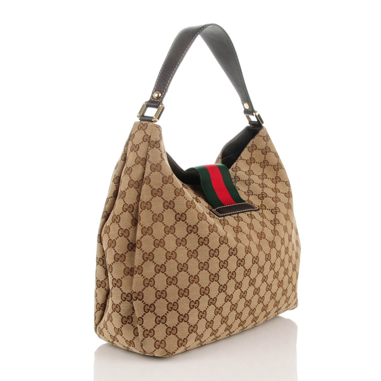 Gucci Monogram Large New Ladies Web Hobo Dark Brown 3 of 7