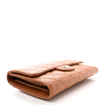 Chanel Caviar Quilted Large Flap Wallet Light Brown 4 of 10
